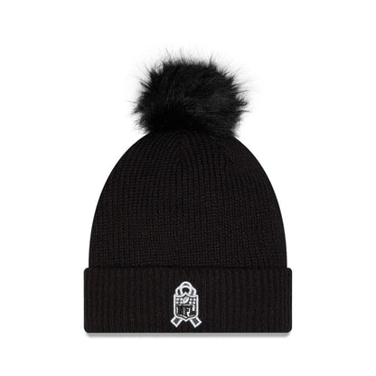 Women's Pittsburgh Steelers New Era Black 2026 Salute To Service Cuffed Knit Hat with Pom