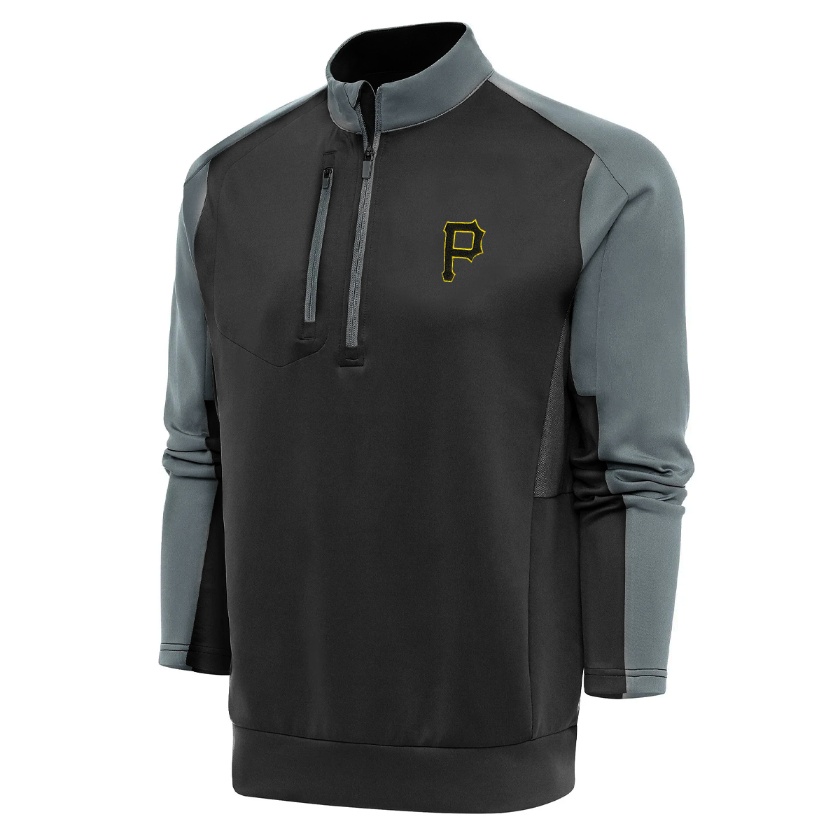 Pittsburgh Pirates Antigua Carbon/Black Team Quarter-Zip Pullover Top