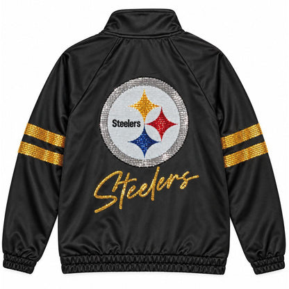 Pittsburgh Steelers Women's Sequin Full Zip Jacket