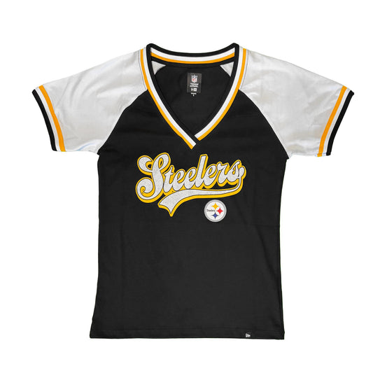 Pittsburgh Steelers Women's New Era Black Mommy & Me V-Neck Tee