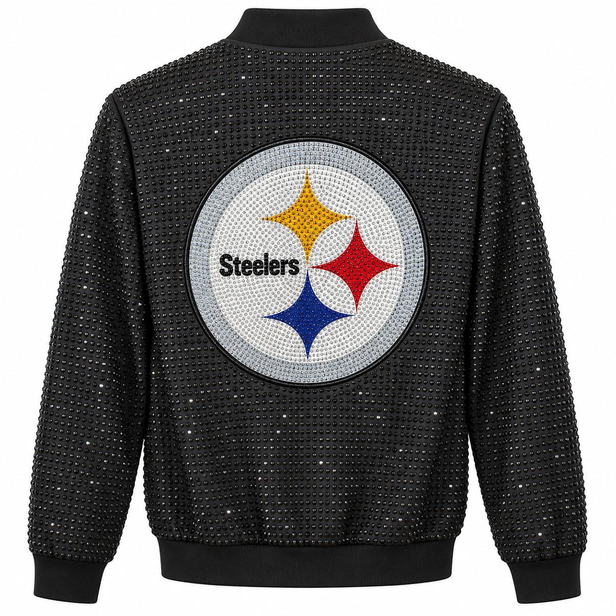 Pittsburgh Steelers Women's Fabgating Rhinestone Track Jacket