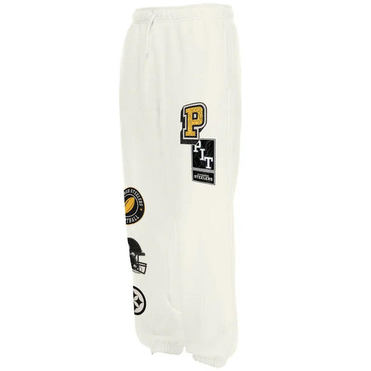 Women's Pittsburgh Steelers New Era Cream Academic Sweatpants