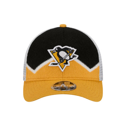 Pittsburgh Penguins New Era Gold/Black Hockey Sock 9FORTY A-Frame M-Crown Adjustable Trucker Hat