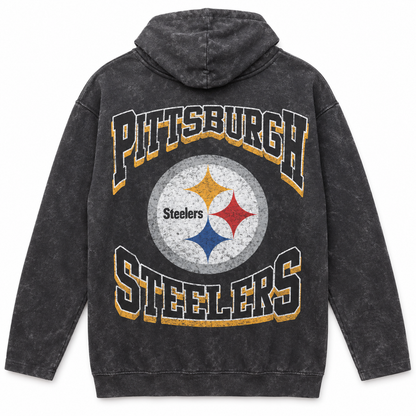 Pittsburgh Steelers Full Zip New Era Vintage Washed Hoodie