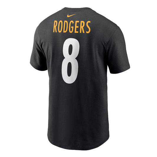 Pittsburgh Steelers Aaron Rodgers #8 Nike Black Name & Number Tee