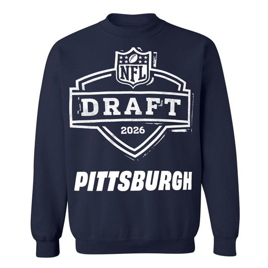 NFL Draft 2026 Pittsburgh Navy Logo Crew Neck Sweatshirt