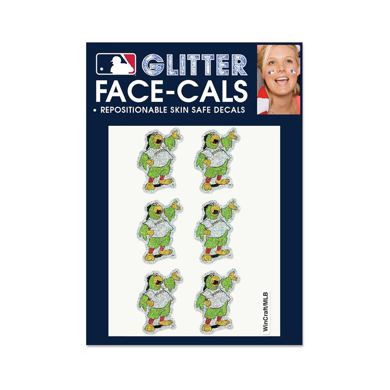 Pittsburgh Pirates 6pk Glitter Mascot Face Decal