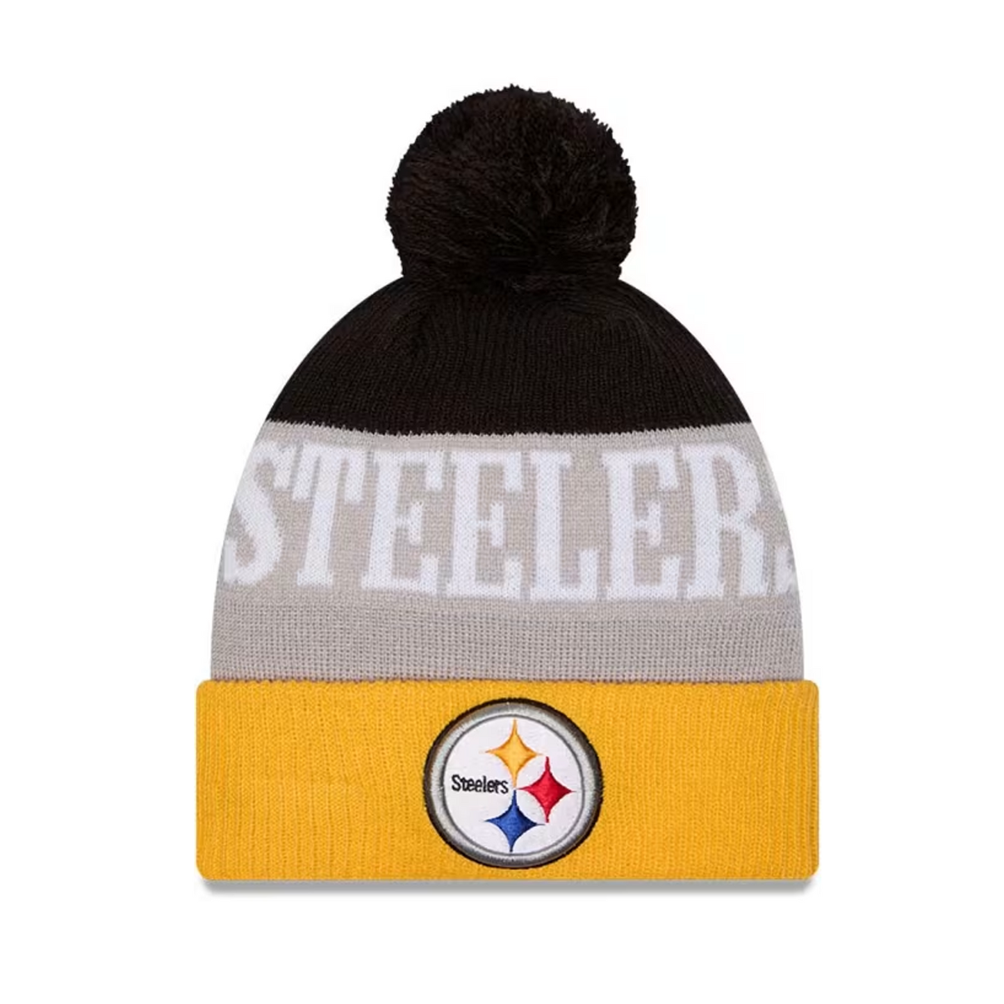 New Era Pittsburgh Steelers Black Shaded Cuff Pom Mens Knit Hat