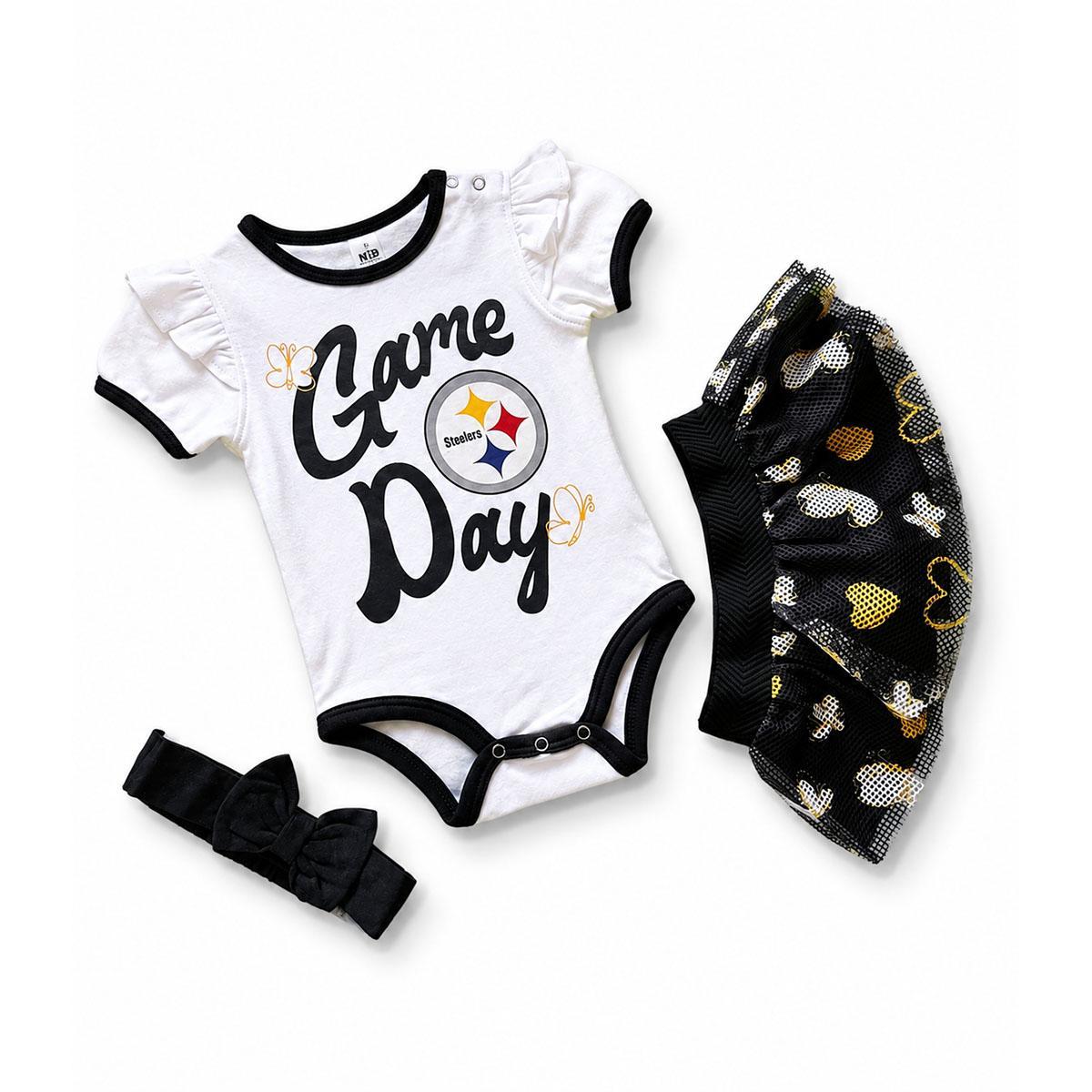 Pittsburgh Steelers Infant 3-Piece Game Day Creeper Set