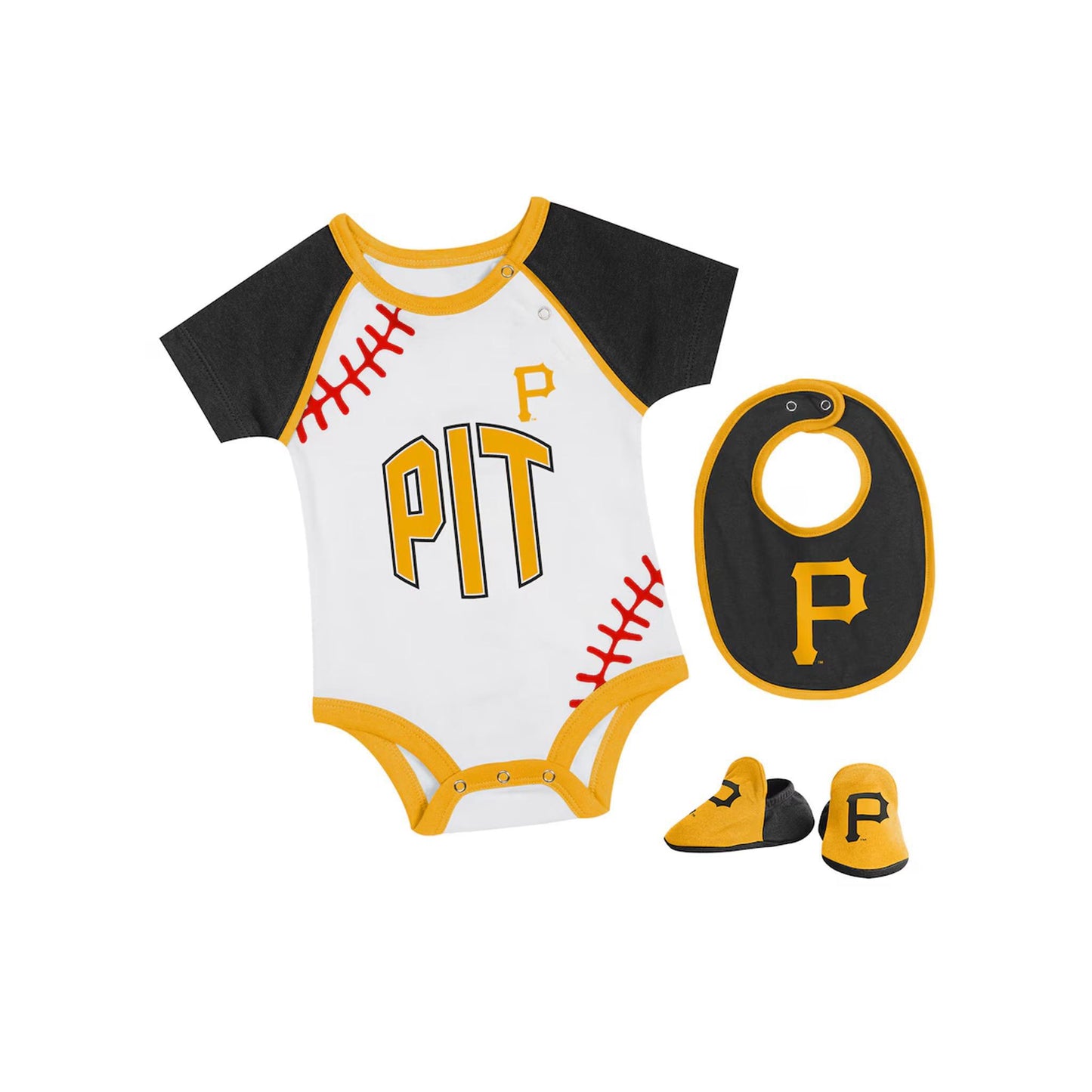 Newborn & Infant Pittsburgh Pirates Tied Up Bodysuit, Bib & Bootie Set