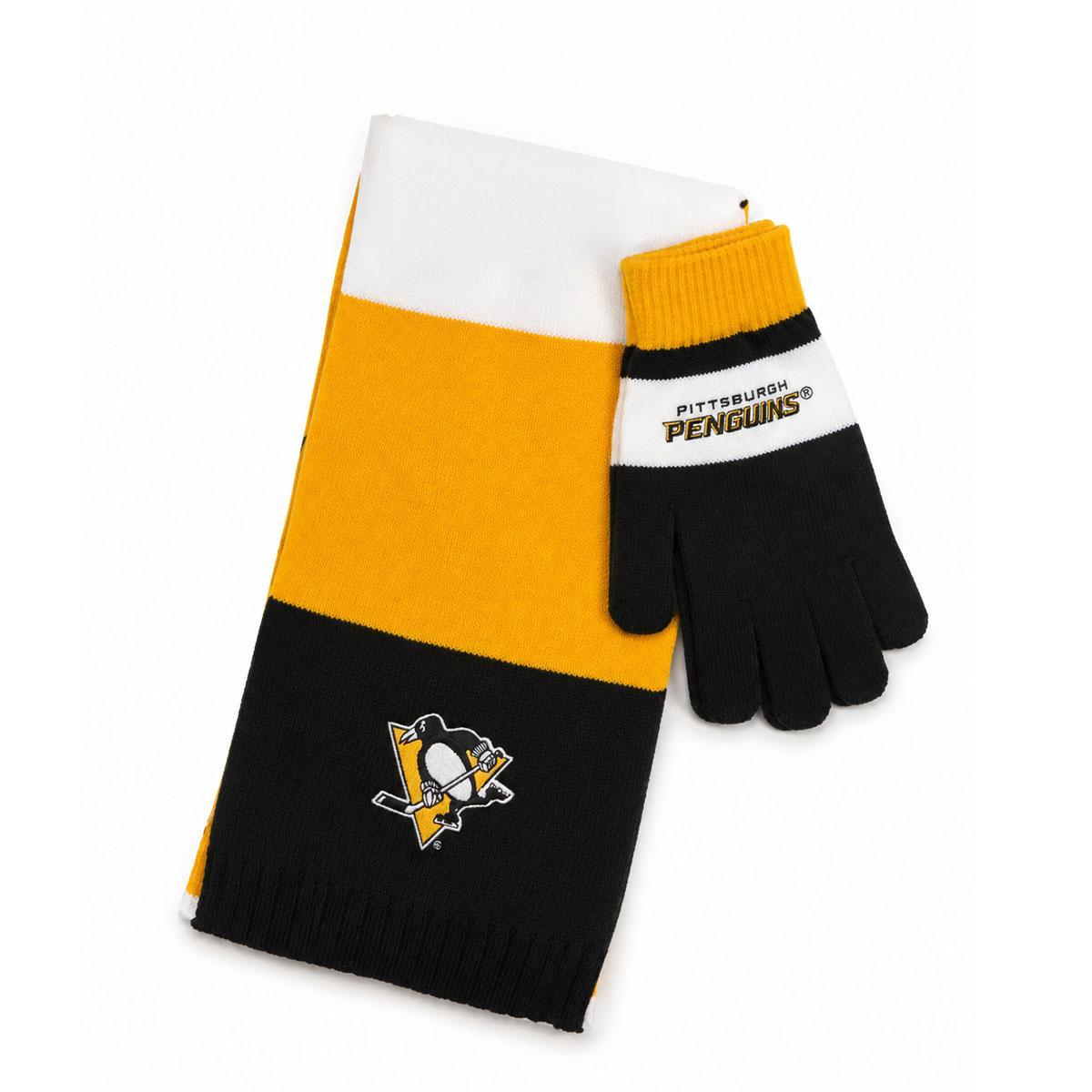Pittsburgh Penguins Tri-Color Scarf & Glove Set