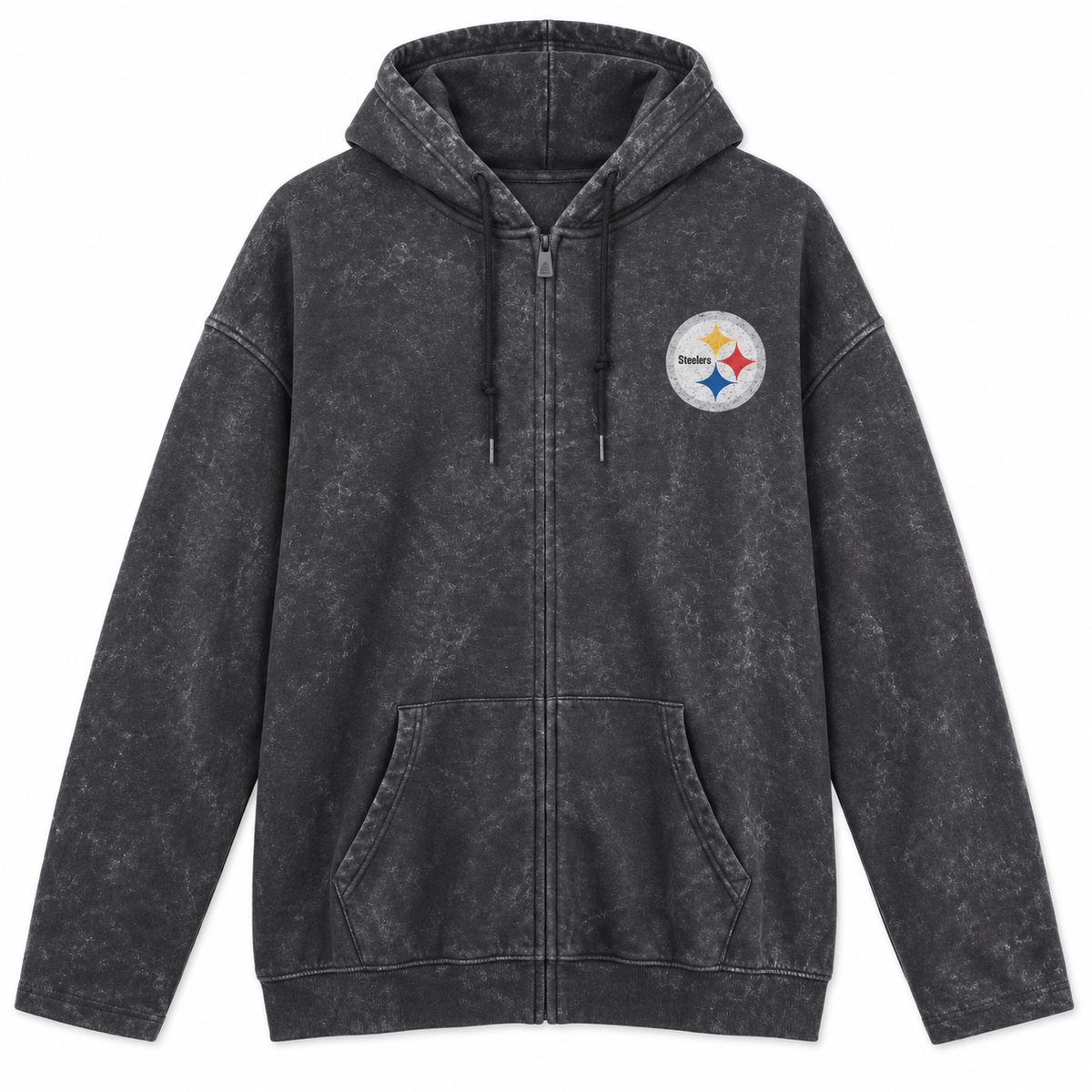 Pittsburgh Steelers Full Zip New Era Vintage Washed Hoodie