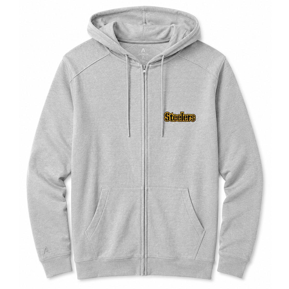 Pittsburgh Steelers Wordmark Antigua Effortless Full Zip Hoodie
