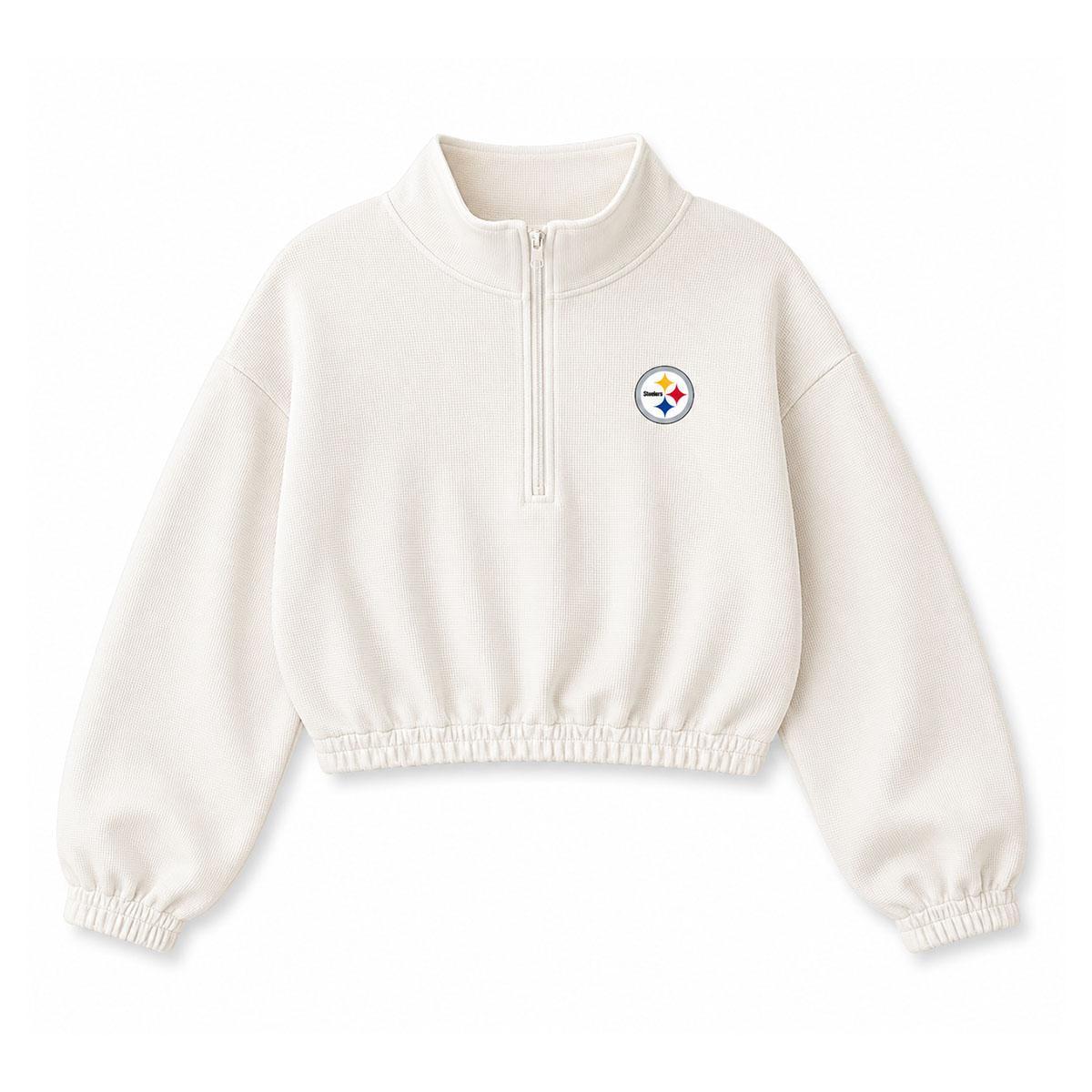 Certo Women's Pittsburgh Steelers Bone Cropped 1/4 Zip