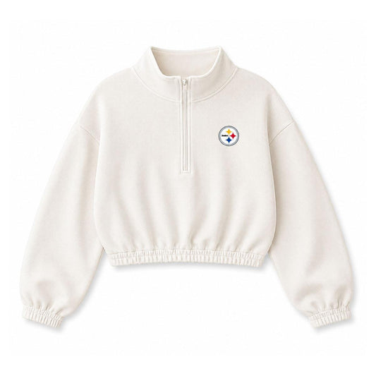 Certo Women's Pittsburgh Steelers Bone Cropped 1/4 Zip