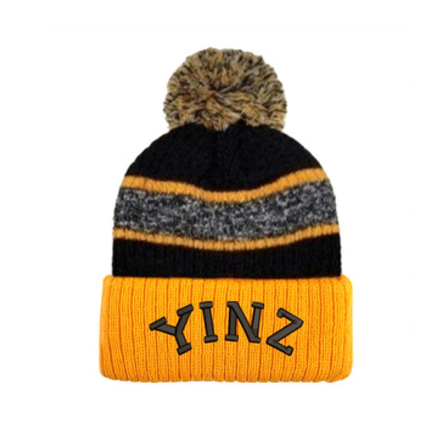 YINZ Gold Stripe Pom Beanie