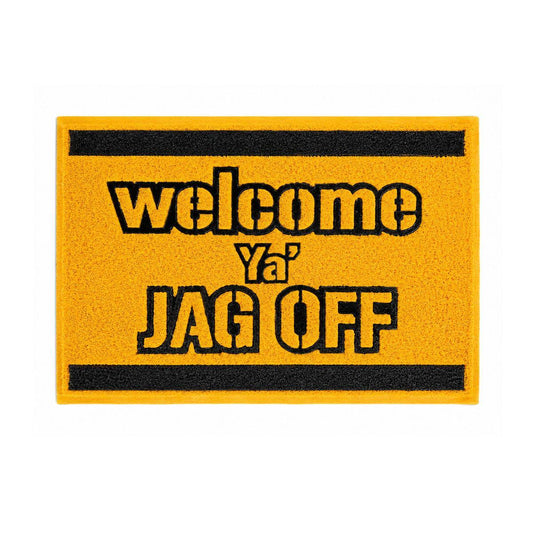 Welcome Ya' Jag Off Gold Door Mat