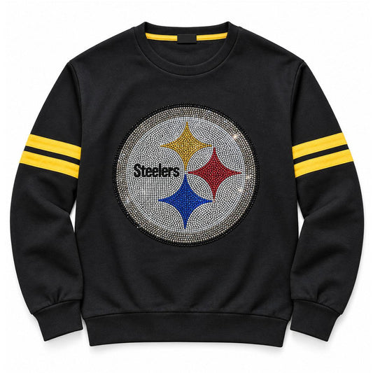Pittsburgh Steelers Women's Fabgating Rhinestone Logo Premium Top